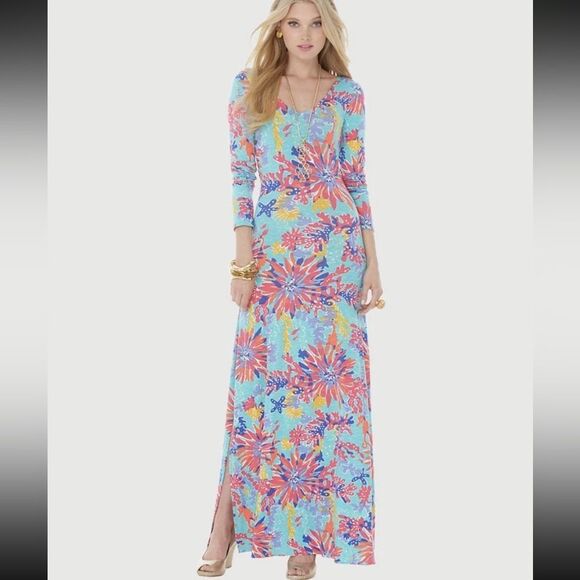 Lilly Pulitzer Lauren Maxi Dress Floral Trippin and Slippin SZ S - Picture 13 of 14